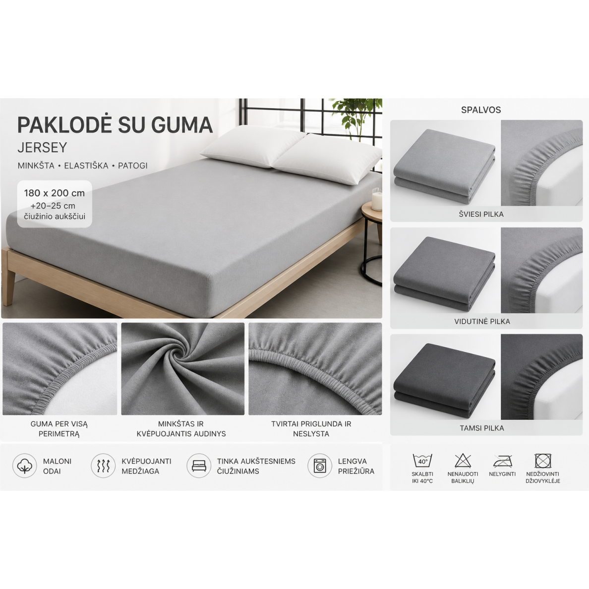 Paklodė su guma JERSEY Paklodė su guma JERSEY
