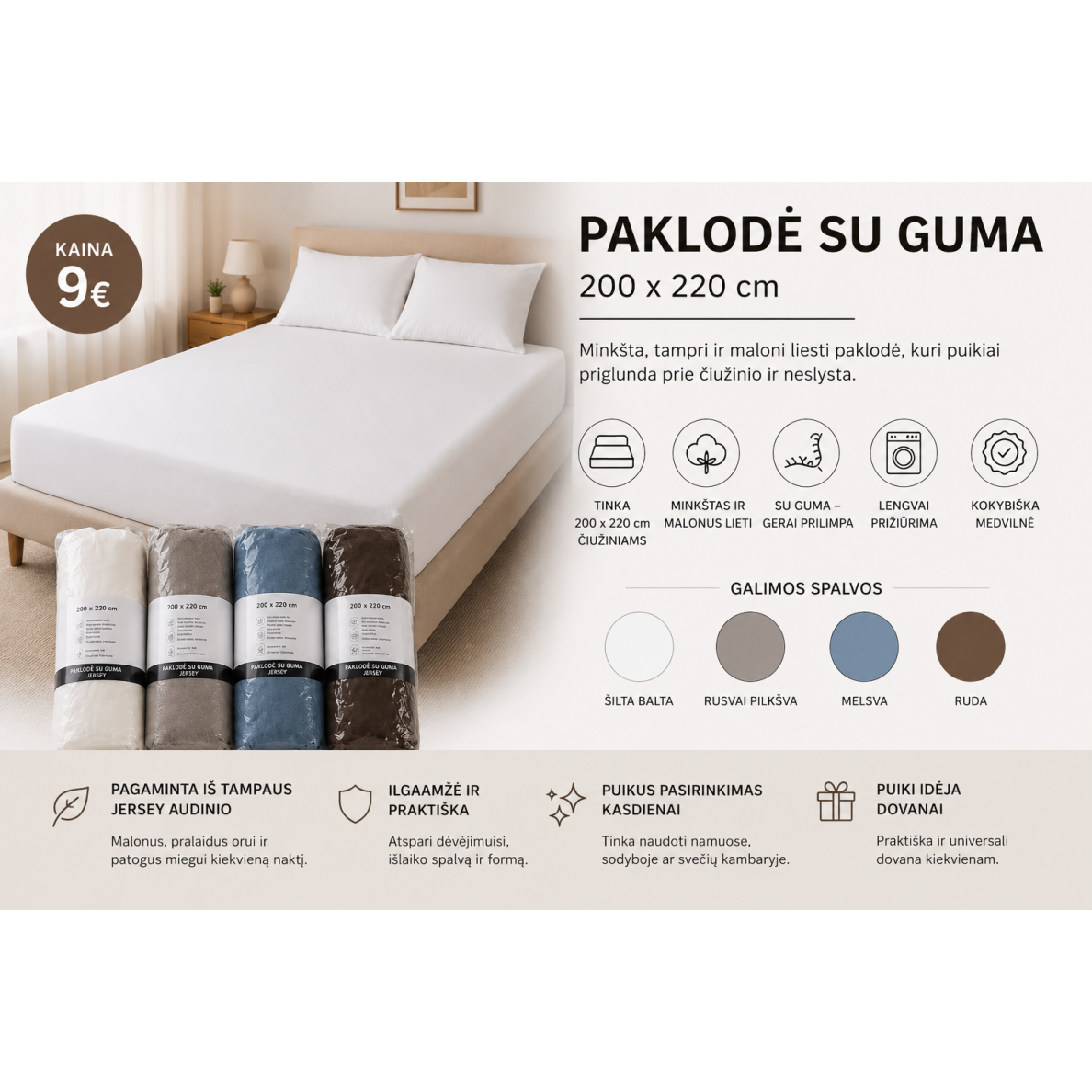 Paklodė su guma Jersey "Soft Sleep" 1 Paklodė su guma Jersey "Soft Sleep" 1