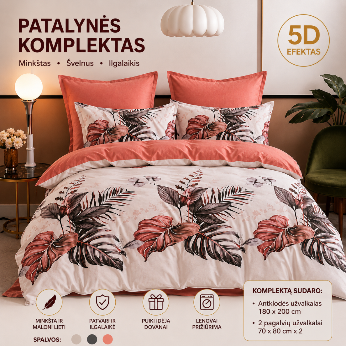 Patalynės komplektas „Tropikų žiedai“