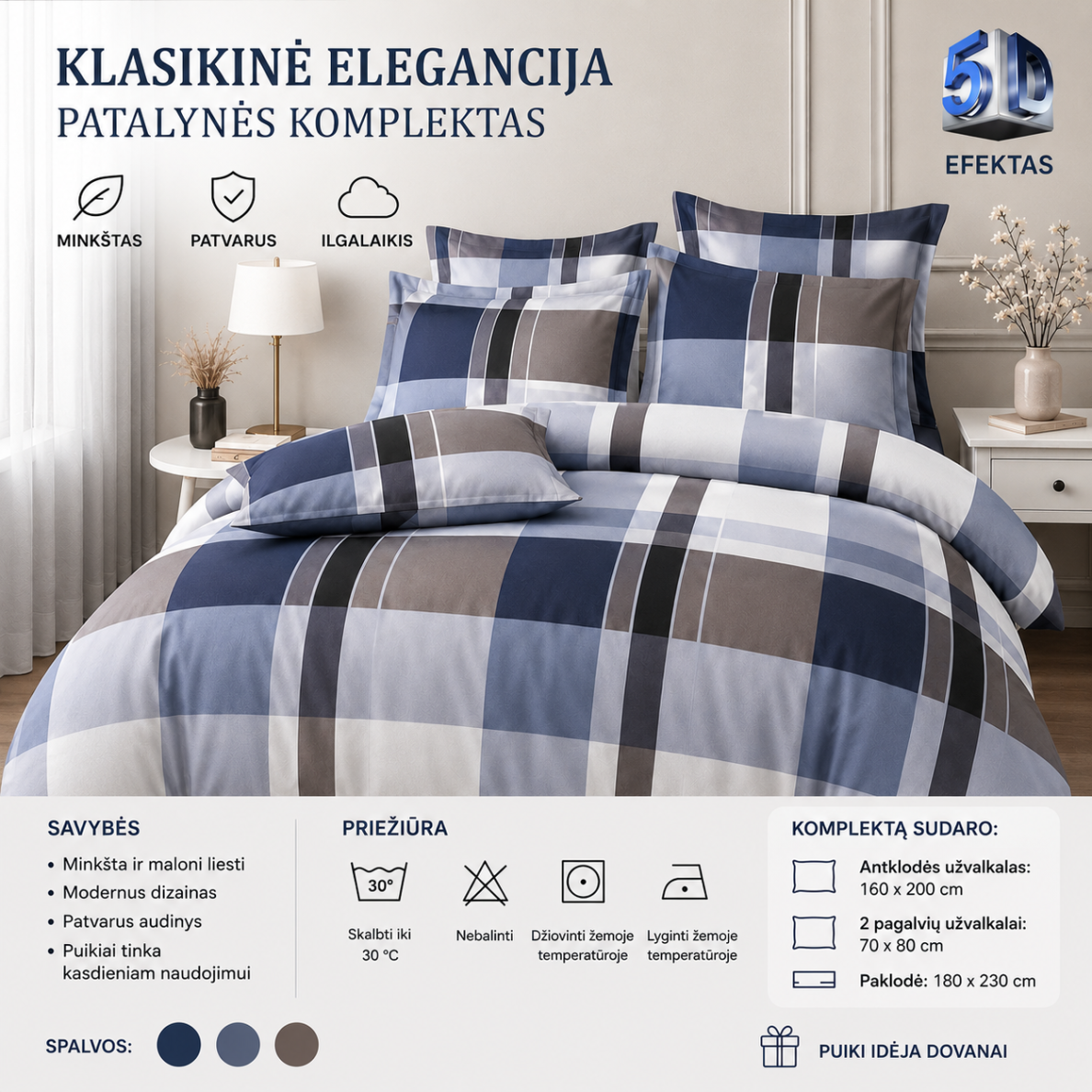Patalynės komplektas „Klasikinė elegancija“ 5D