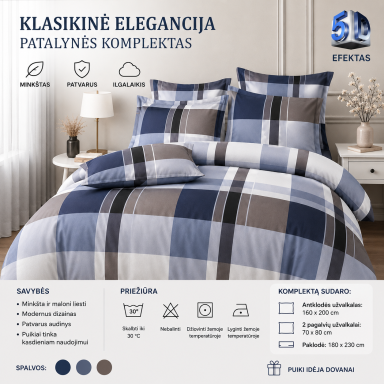 Patalynės komplektas „Klasikinė elegancija“ 5D Patalynės komplektas „Klasikinė elegancija“ 5D