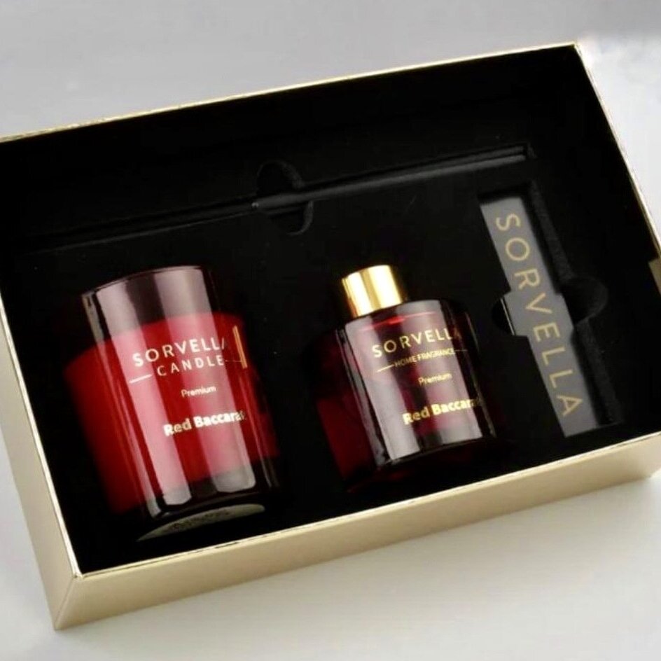 Rinkinys Sorvella – Namų kvapas 120ml + žvakė 170 g – Red Baccarat
